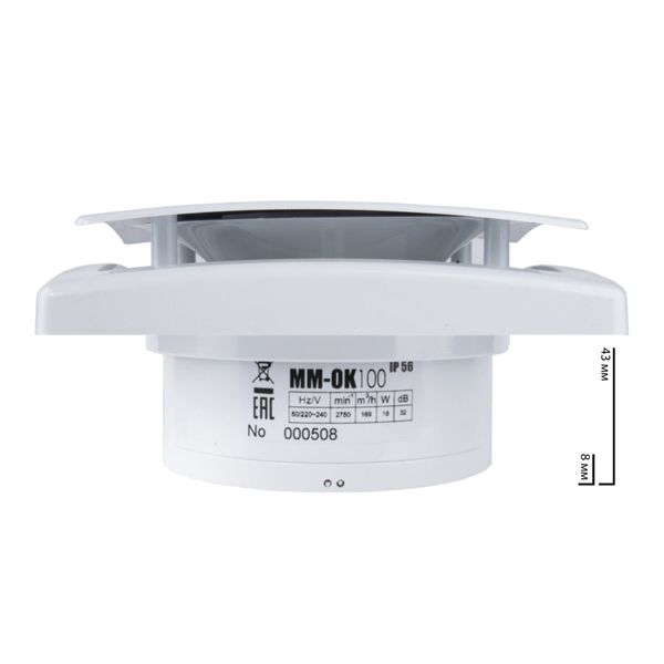 Вентилятор тонкий Mmotors JSC MM-OK 100 UE 169 м³/год білий