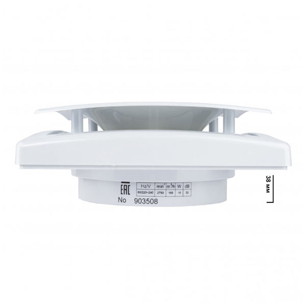 Вентилятор тонкий Mmotors JSC MM-OK 100 UE 100 м³/год білий, без зворотнього клапану